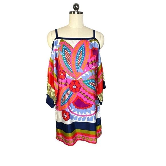 Tibi Floral Print Silk Off the Shoulder Mini Dress | Size 8 - Picture 3 of 8